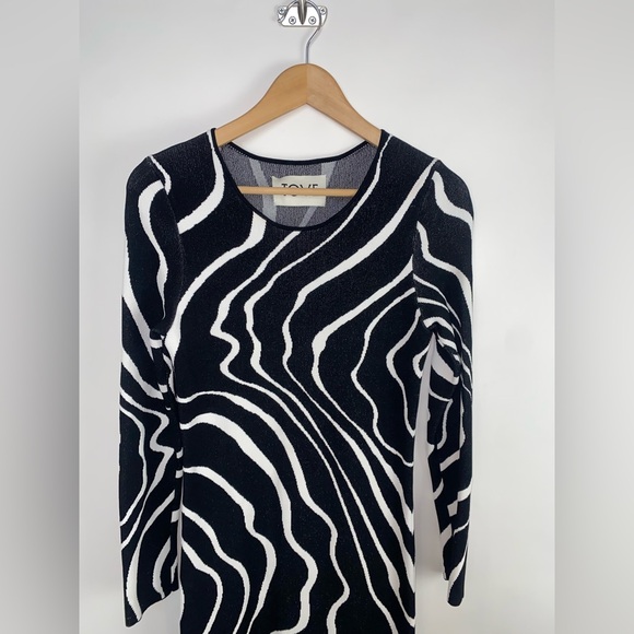 Tove Studio Nika Long Sleeve Knit Maxi Dress Abstract Swirl size FR‎ 36/ US 4 - Picture 4 of 14